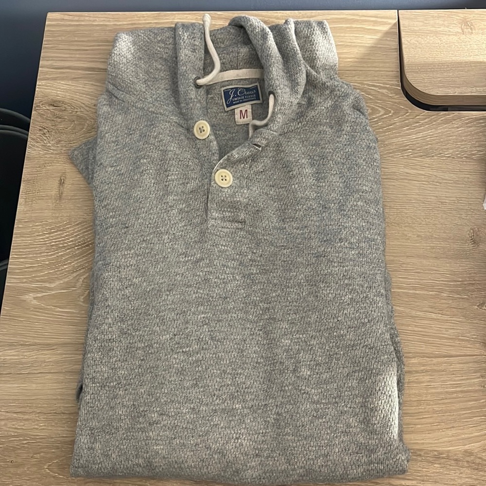Mens J.Crew Grey Fleece Hoodie